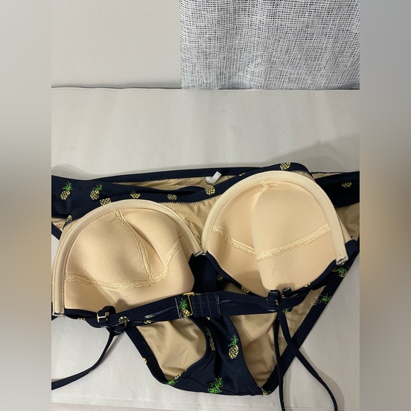 J. Crew Women's Pineapple Bikini Bra 38C + Bottom XL Swimwear Beach Vacay - Picture 5 of 8